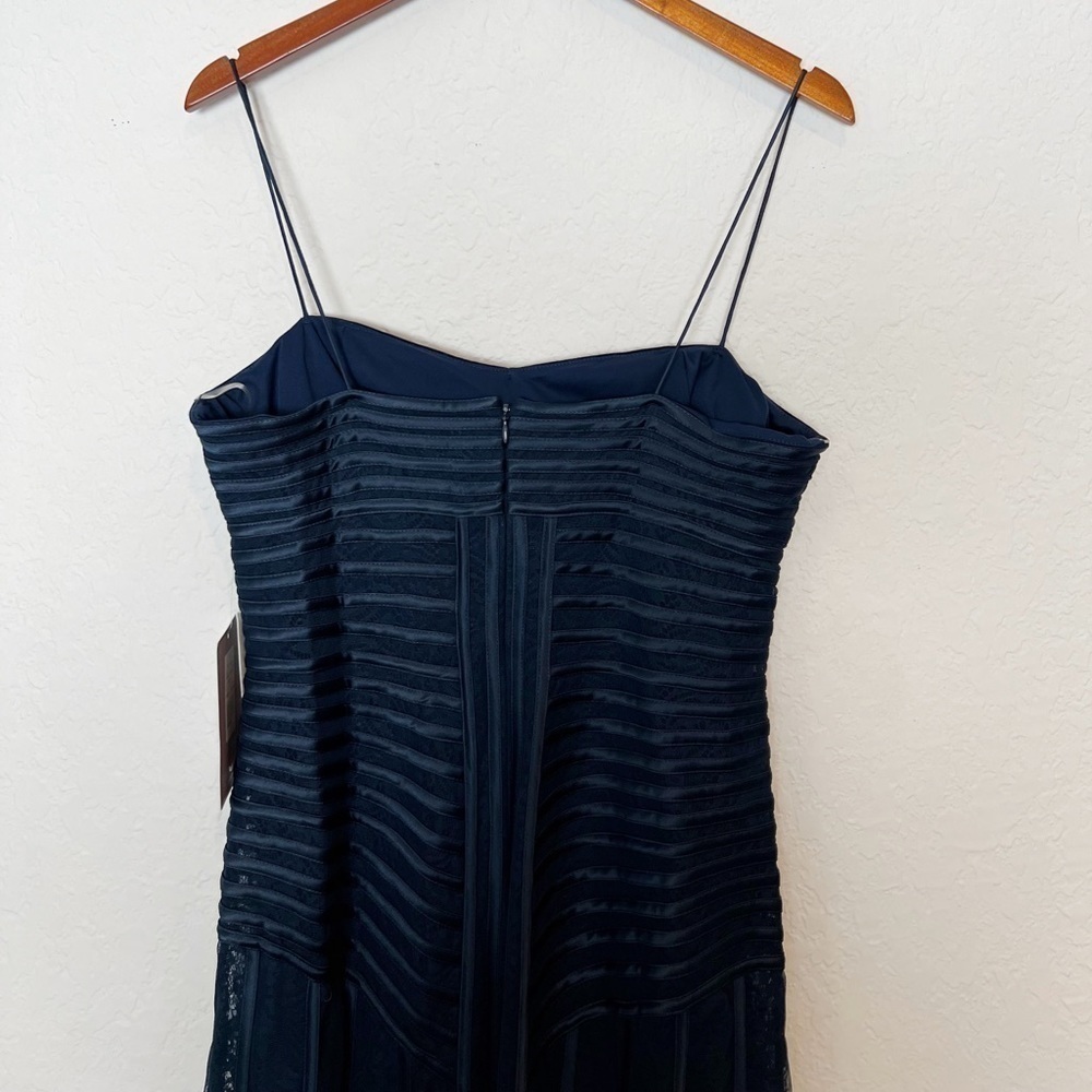 JS Collections Navy Blue Mesh Overlay Formal Gown - Picture 5 of 9